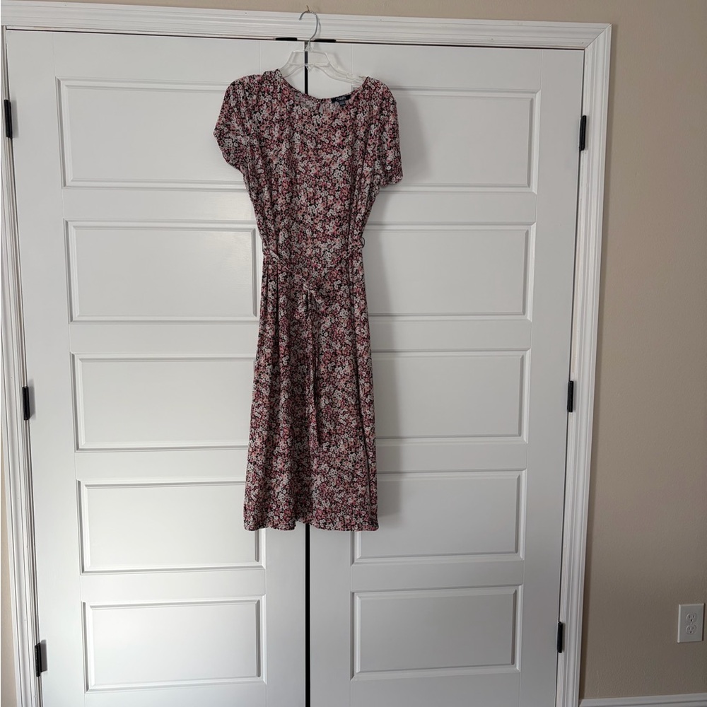 Chaps Pink and White Floral Midi Dress